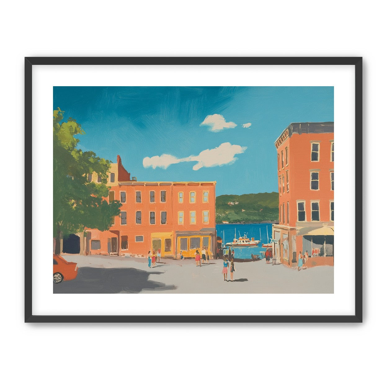 Sunlit street to the harbor
