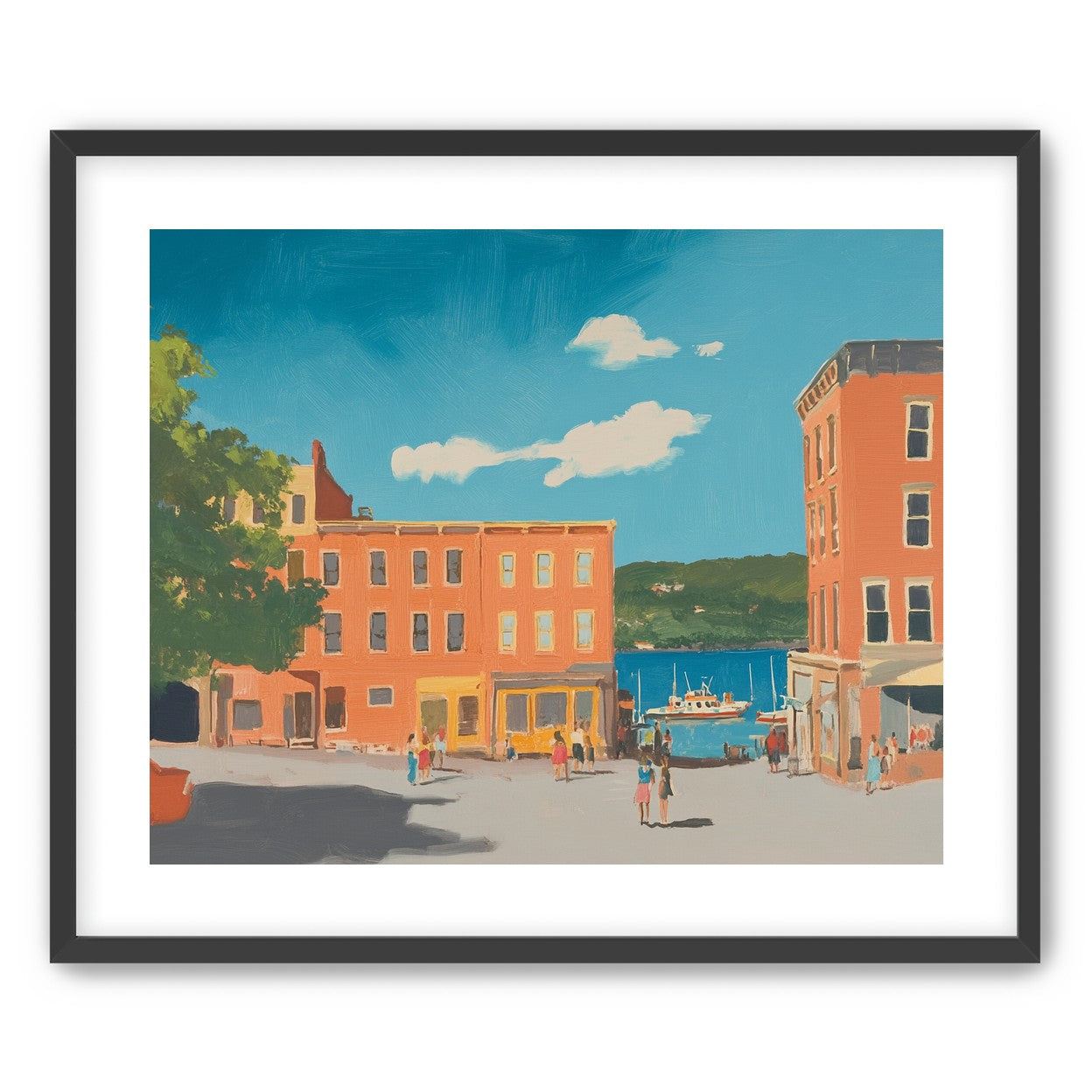 Sunlit street to the harbor