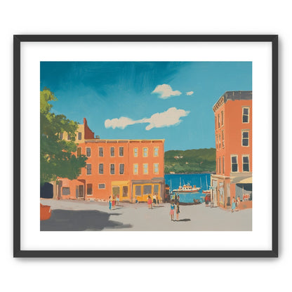 Sunlit street to the harbor