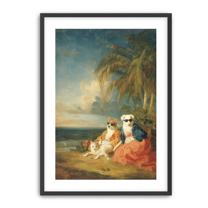 Sunglasses dogs under palms