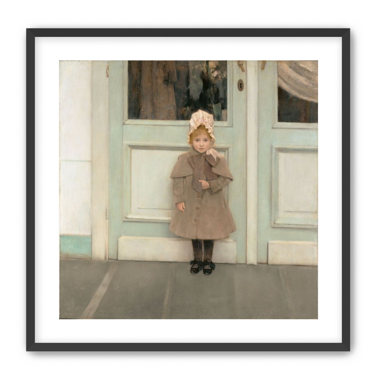 A child beneath pale doors