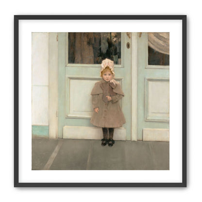 A child beneath pale doors