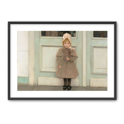 A child beneath pale doors