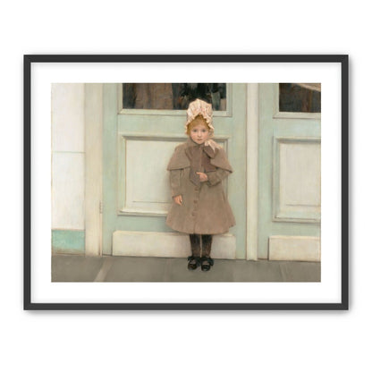 A child beneath pale doors