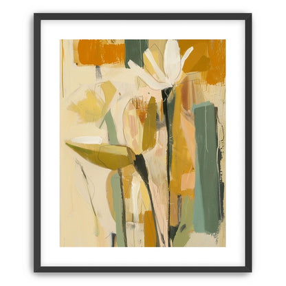 White flower in ochre blocks