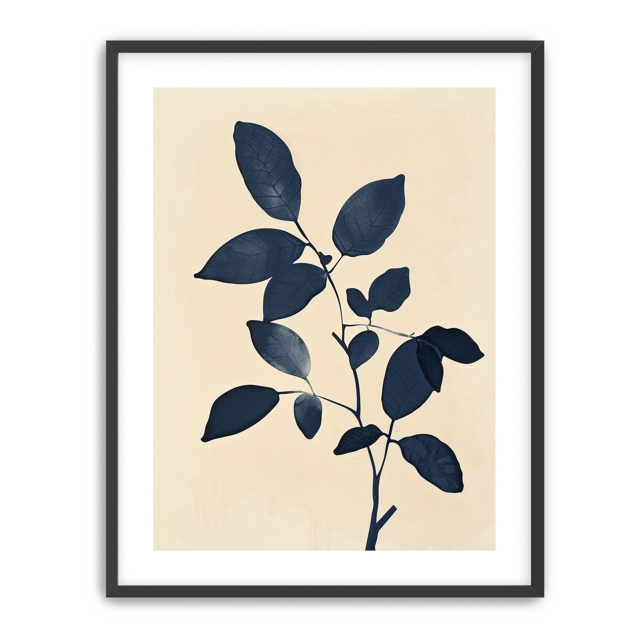 Indigo leaves on cream
