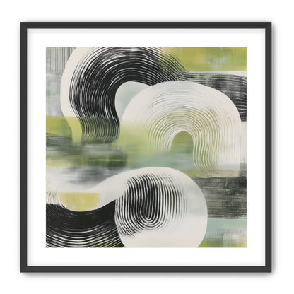 Curved bands across green fields