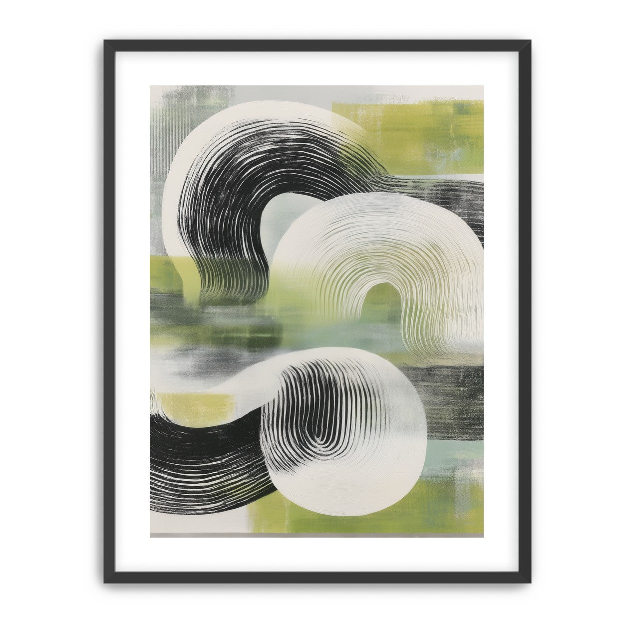 Curved bands across green fields