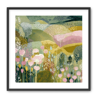 Patterned hills in bloom