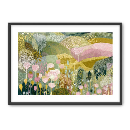 Patterned hills in bloom