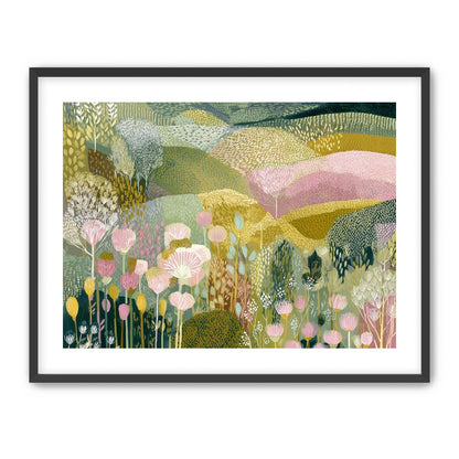 Patterned hills in bloom