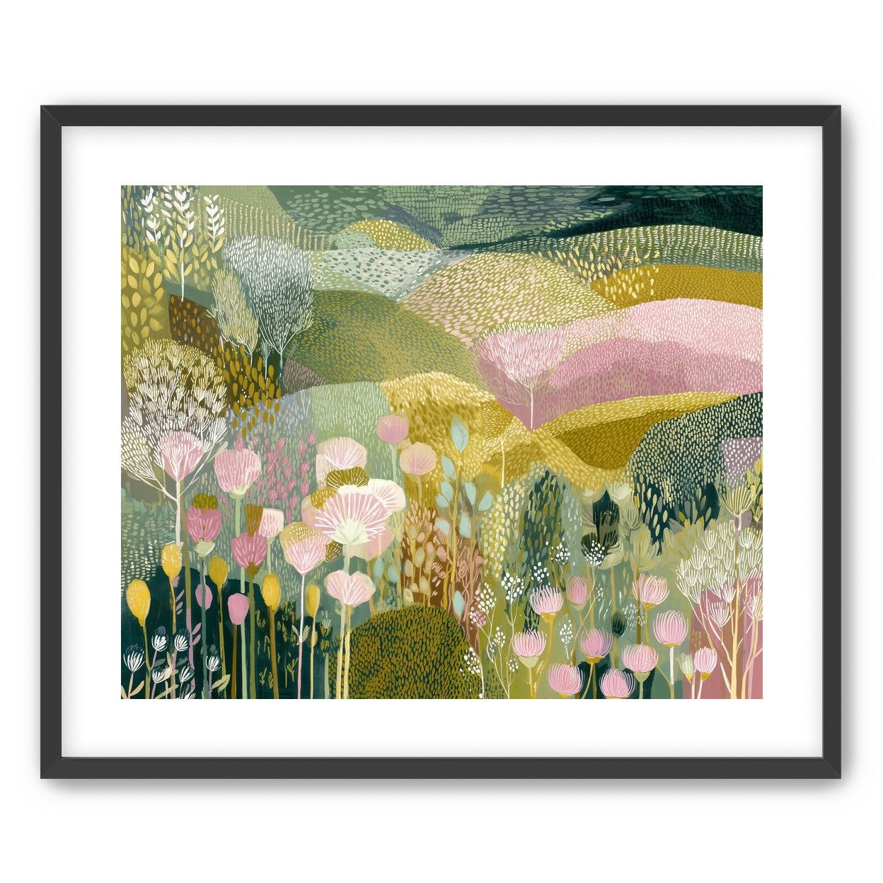 Patterned hills in bloom