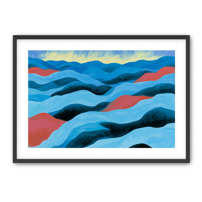 Blue hills under pale sky