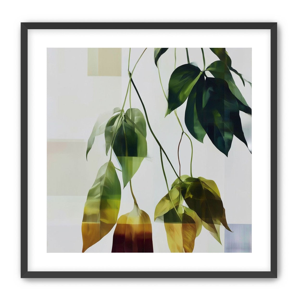 Green fading into amber leaves