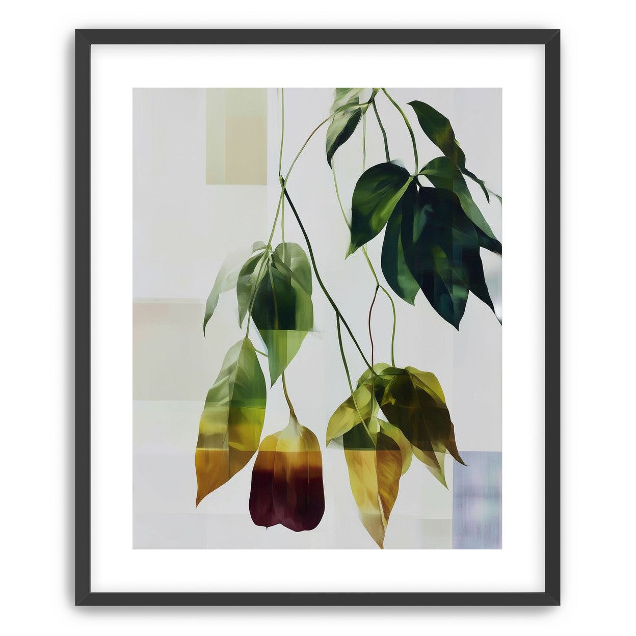 Green fading into amber leaves