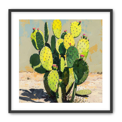 Yellow light on cactus pads