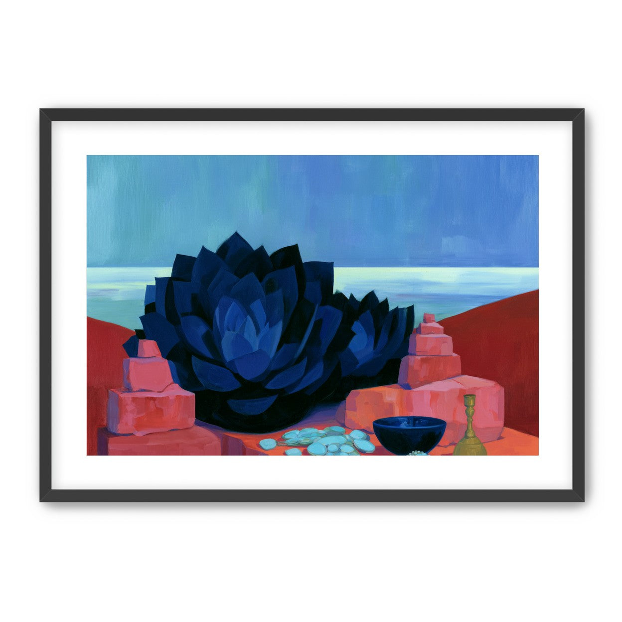 Blue flower in red light