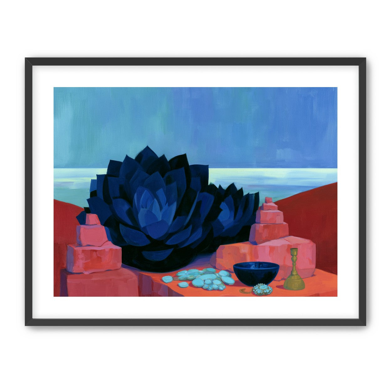 Blue flower in red light