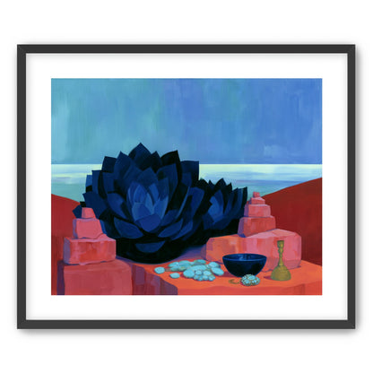 Blue flower in red light