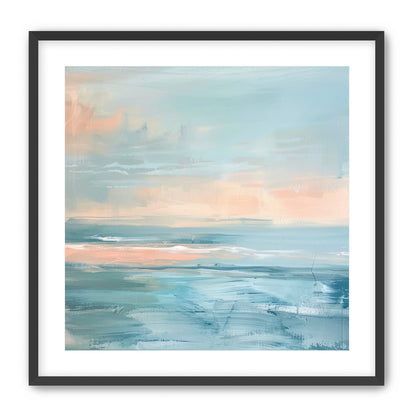 Peach light on blue sea