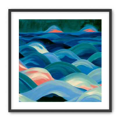 Pink light among blue waves