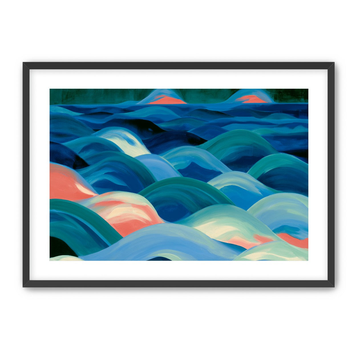 Pink light among blue waves