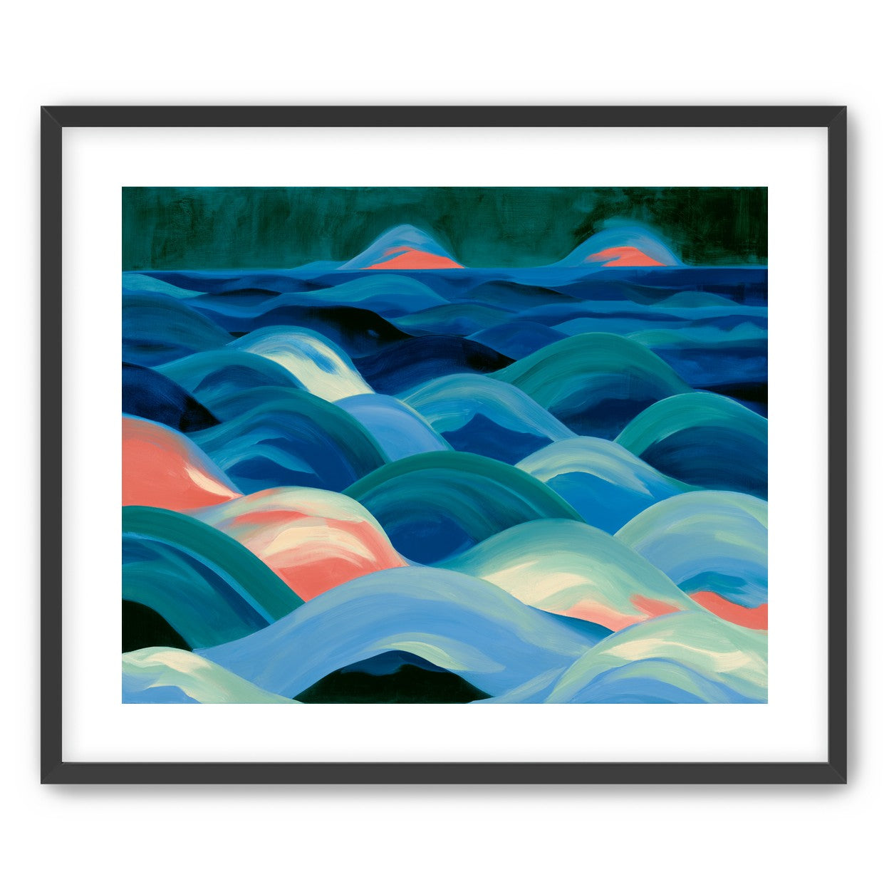 Pink light among blue waves