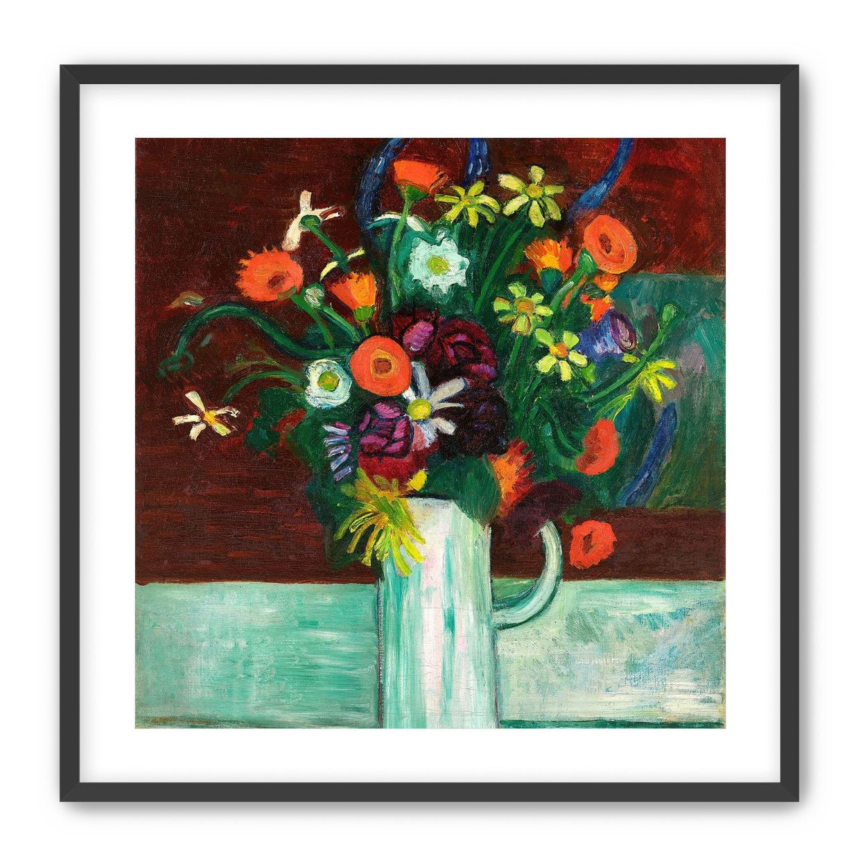 Flowers above the green table