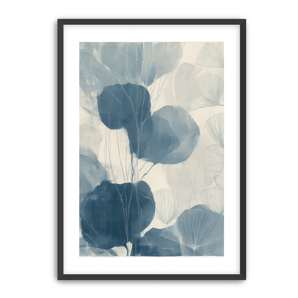 Ginkgo fans among round leaves