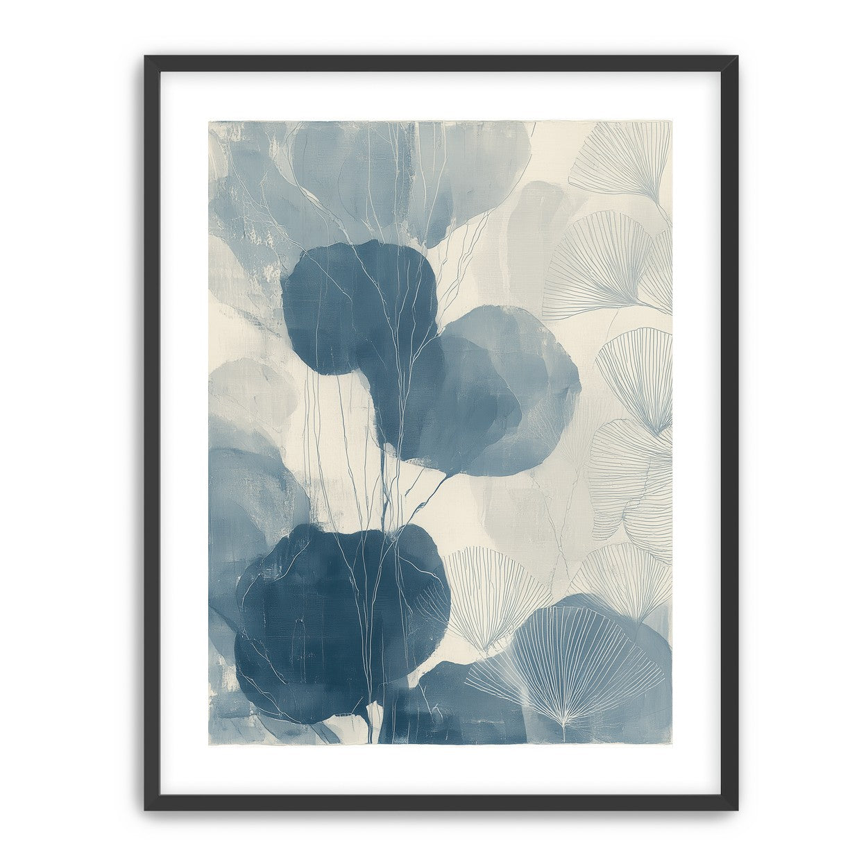 Ginkgo fans among round leaves