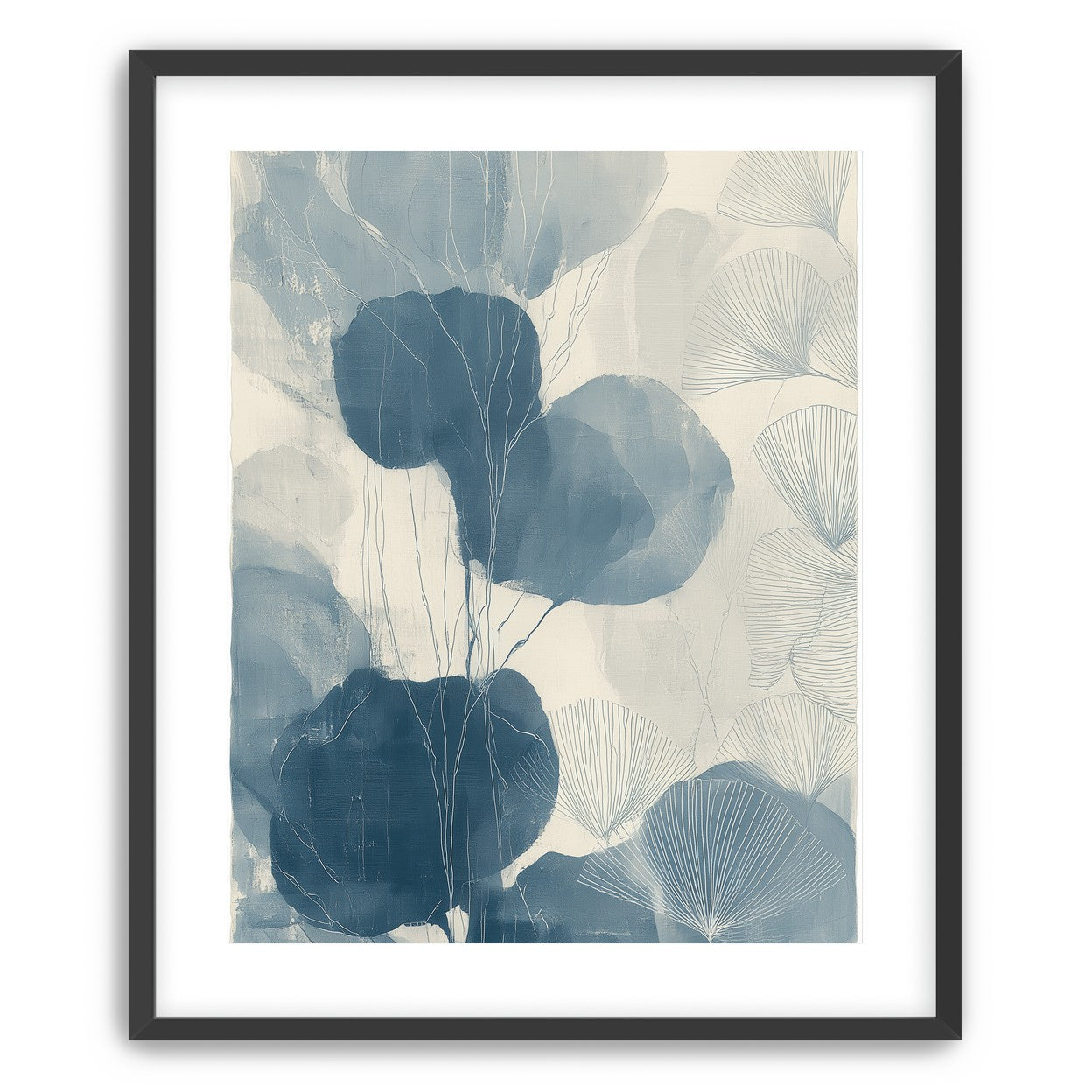 Ginkgo fans among round leaves