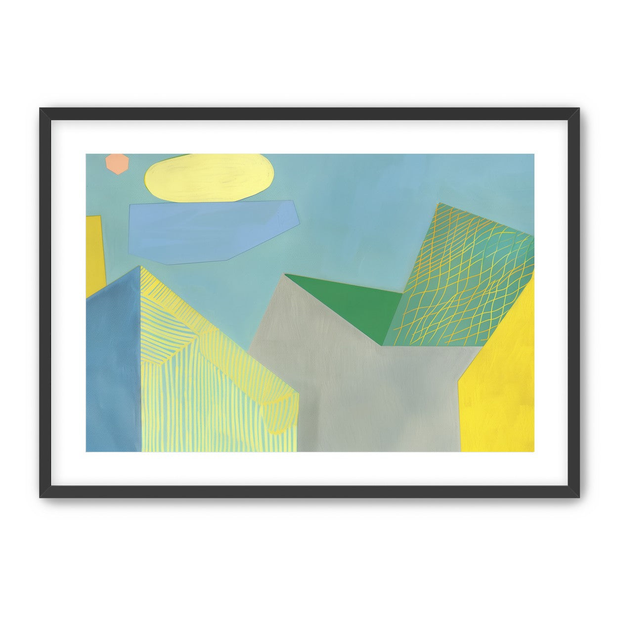 Crosshatched planes on blue