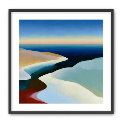 Blue sky over white dunes