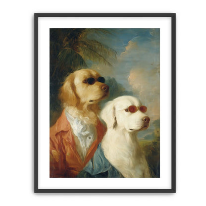 Two dogs in sunglasses