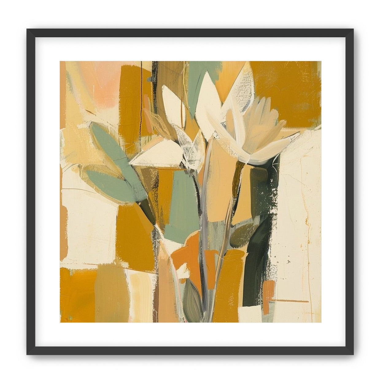 White flowers in ochre light