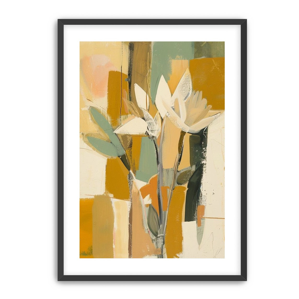 White flowers in ochre light