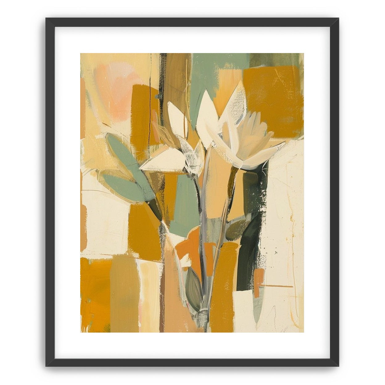 White flowers in ochre light