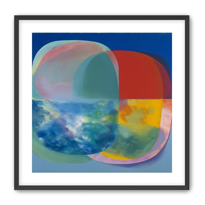 Translucent overlaps on blue field