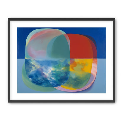 Translucent overlaps on blue field