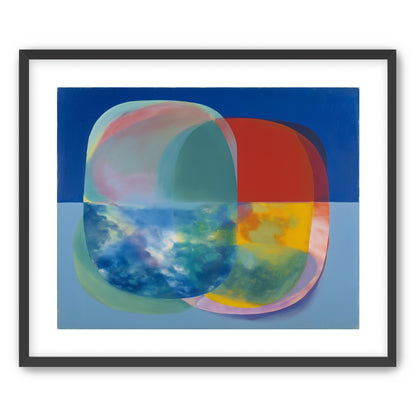 Translucent overlaps on blue field