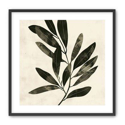 Charcoal leaves on ivory paper