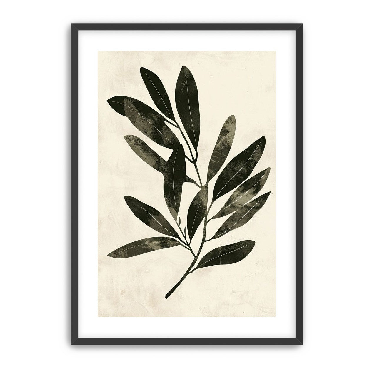 Charcoal leaves on ivory paper