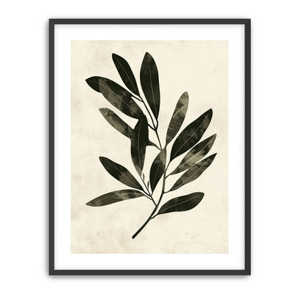 Charcoal leaves on ivory paper