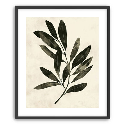Charcoal leaves on ivory paper