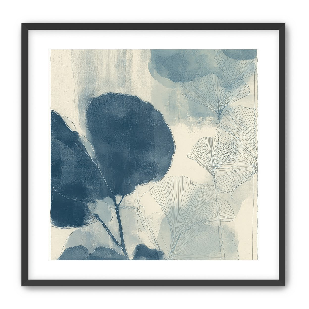 Indigo leaves on cream paper