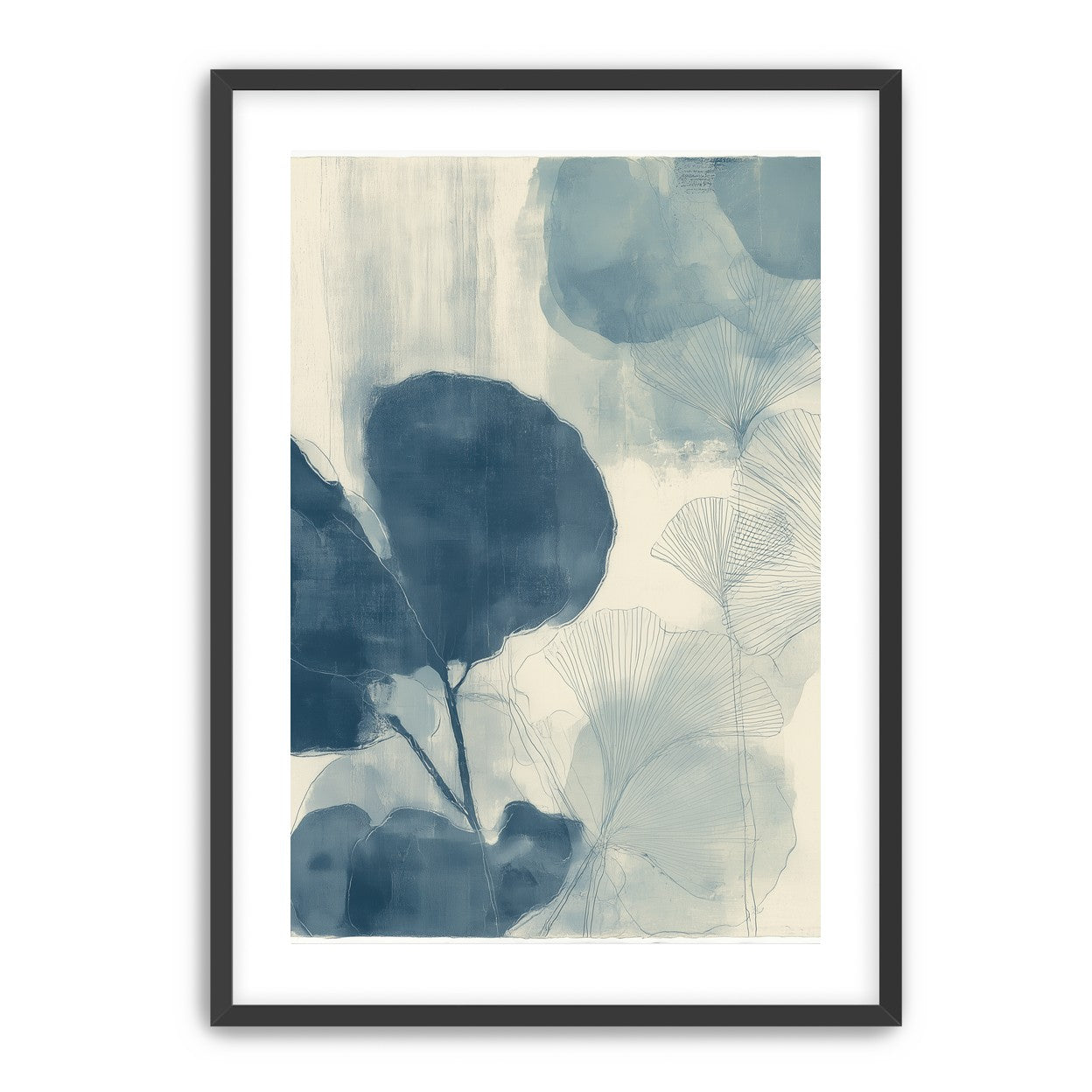 Indigo leaves on cream paper