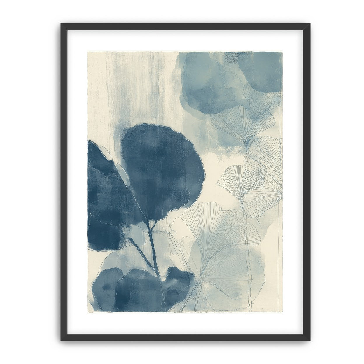 Indigo leaves on cream paper
