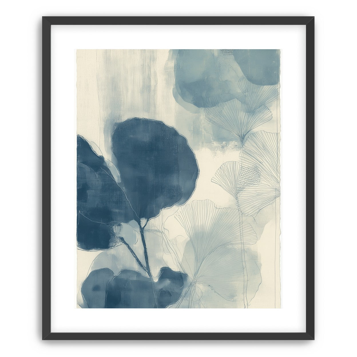Indigo leaves on cream paper