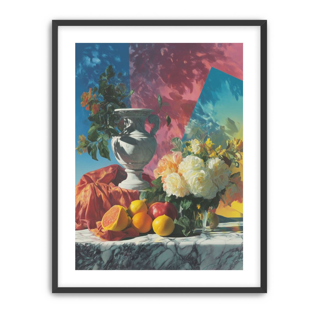 Urn and roses in hard light