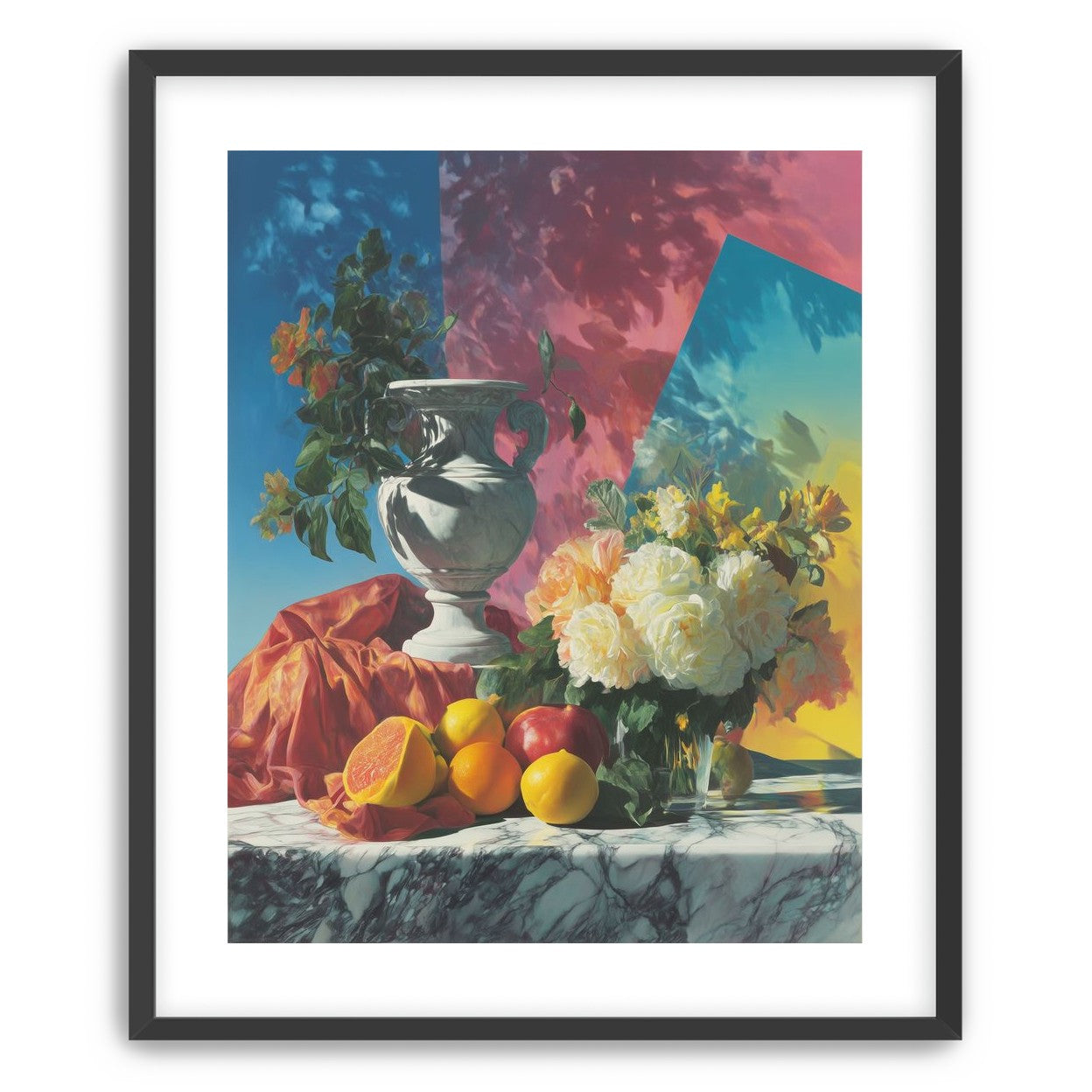 Urn and roses in hard light